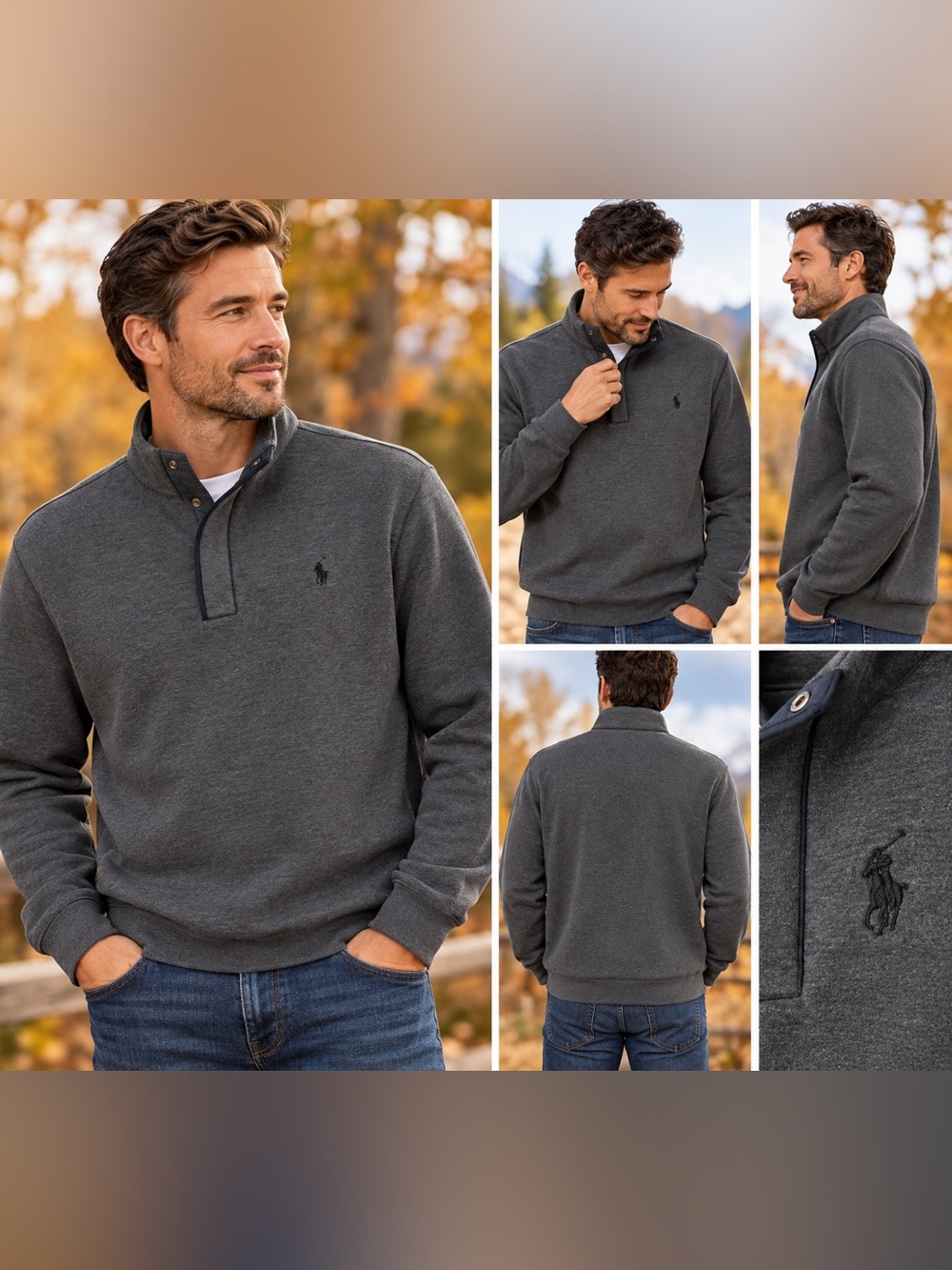 Polo by Ralph Lauren Dark Charcoal Quarter-Snap Pullover